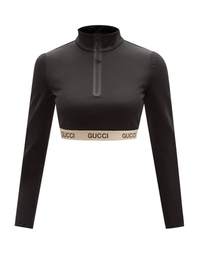 Gucci The North Face Cropped Cotton-blend Tech-jersey Sweatshirt - Black