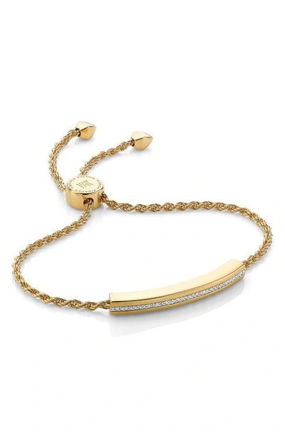 Shop Monica Vinader Engravable Linear Diamond Chain Bracelet In Gold/ Diamond
