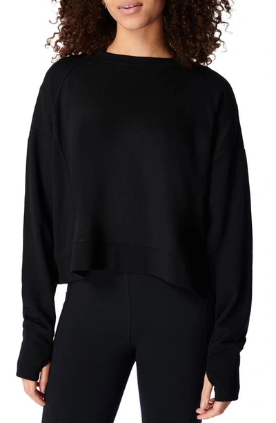 Shop Sweaty Betty After Class Cotton Blend Crop Sweatshirt In Black