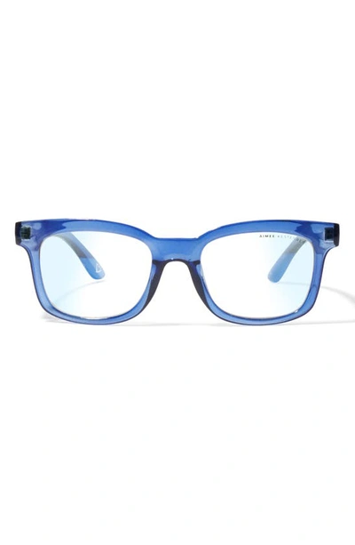Shop Aimee Kestenberg Bleeker 49mm Rectangular Blue Light Blocking Glasses In Crystal Navy