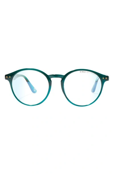 Shop Aimee Kestenberg Ludlow 50mm Round Blue Light Blocking Glasses In Rainforest Green