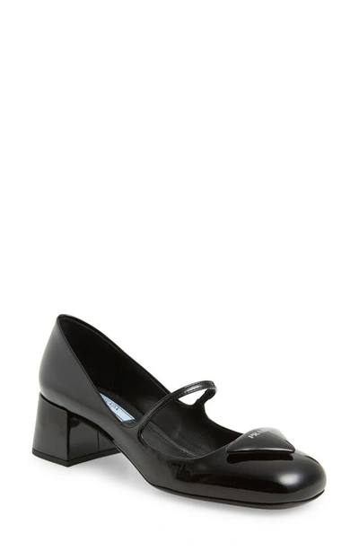 Prada Leather Mary Jane Pumps In Black | ModeSens