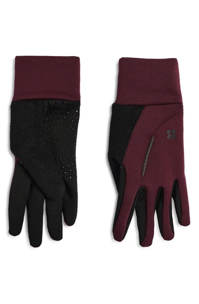 Shop Sweaty Betty Run Gloves In Plum Red