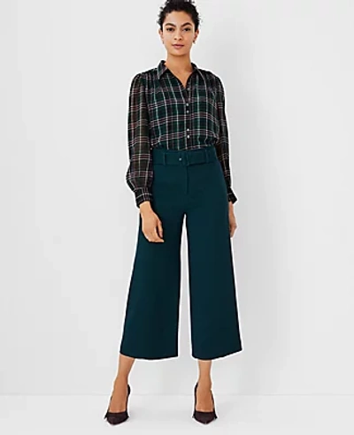 Shop Ann Taylor The Petite Belted Culotte Pant In Emerald Forest