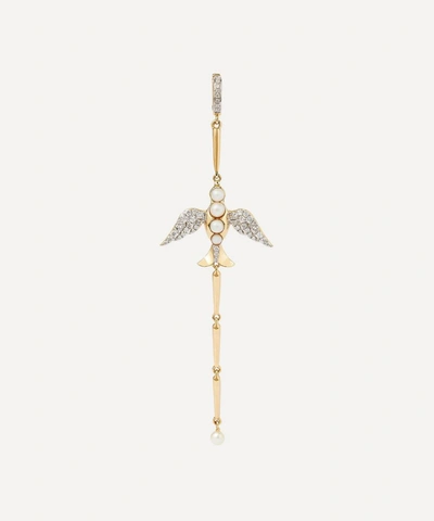 Shop Annoushka X Temperley 18ct Gold Pearl And Diamond Lovebirds Drop Charm