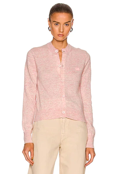 Shop Acne Studios Solid Cardigan In Faded Pink Melange