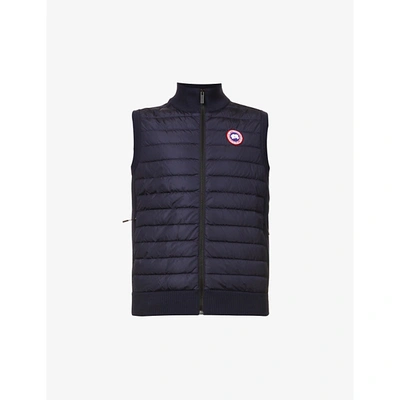 Shop Canada Goose Men's Vy High-neck Padded Wool And Shell-down Vest In Navy