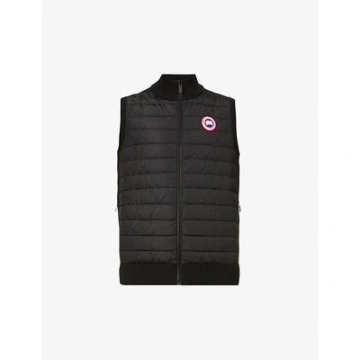 Shop Canada Goose Men's Black High-neck Padded Wool And Shell-down Vest