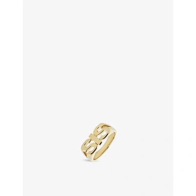Sis 22ct Yellow Gold-plated Sterling Silver Ring In Black