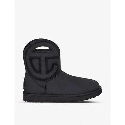 Shop Ugg X Telfar Logo-embroidered Leather Ankle Boots In Black