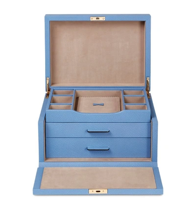 Shop Smythson Panama Jewellery Box In Blue