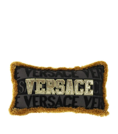 Shop Versace Logomania Cushion (25cm X 45cm) In Black