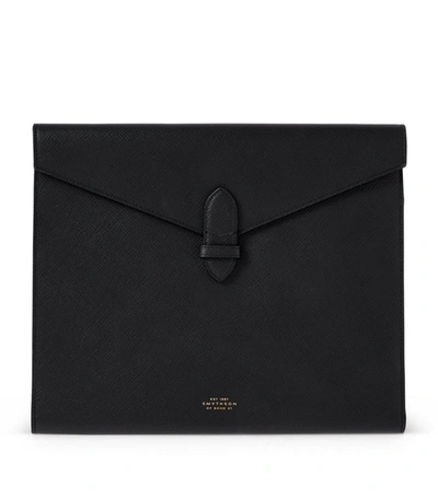 Shop Smythson Leather Panama Writing Folder In Black