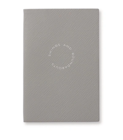 Shop Smythson Leather Chelsea Notebook In Grey
