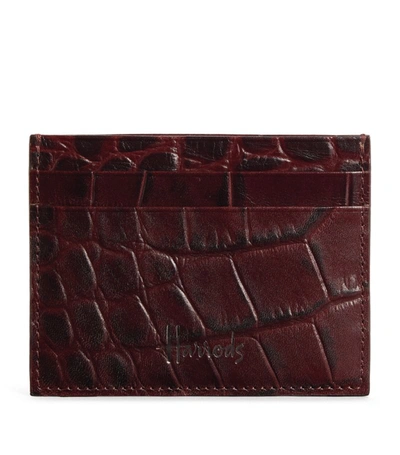 Shop Harrods Croc-embossed Leather Wembley Card Holder In Brown