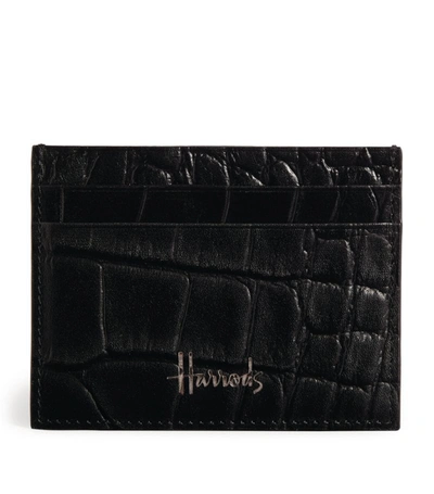 Shop Harrods Croc-embossed Wembley Card Holder In Black