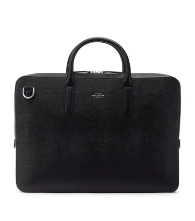 Shop Smythson Leather Briefcase In Black