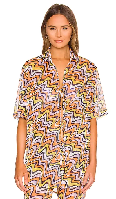 Shop Adam Selman Sport Vacation Shirt In Retro Swirl