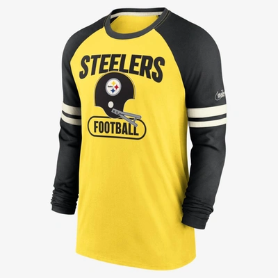 Shop Nike Men's Dri-fit Historic (nfl Pittsburgh Steelers) Long-sleeve T-shirt In Yellow