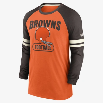 Shop Nike Men's Dri-fit Historic (nfl Cleveland Browns) Long-sleeve T-shirt In Orange