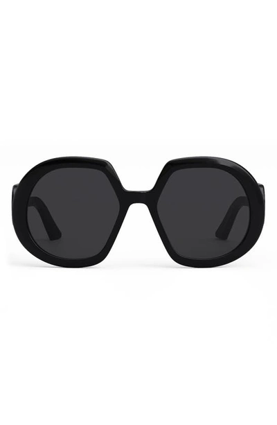 Shop Dior Bobby 56mm Sunglasses In Shiny Black / Smoke