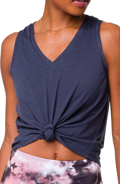 Shop Onzie Knot Front Tank Top In Ombre Blue
