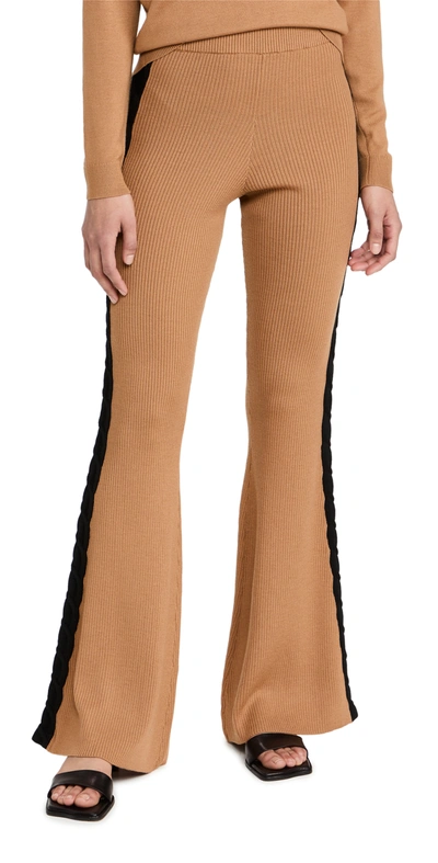 Shop Victor Glemaud Flare Leg Pants With Side Stripe In Camel/black