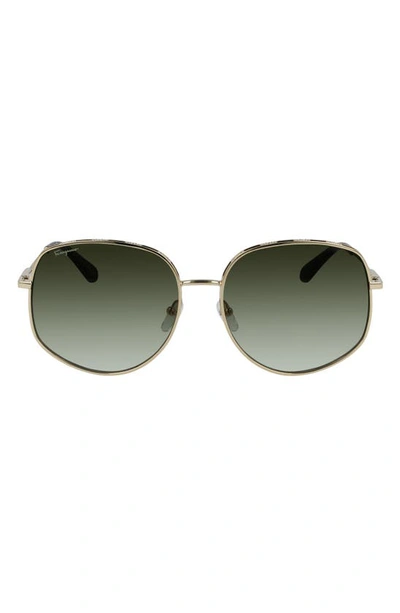 Shop Ferragamo 61mm Gancini Oversize Sunglasses In Gold/ Tortoise