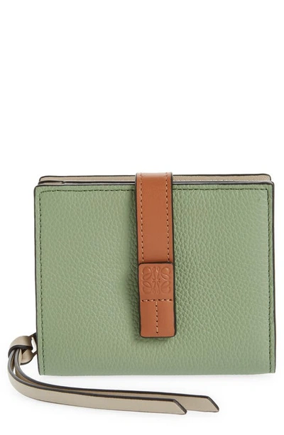 Shop Loewe Anagram Tab Leather Wallet In 6465 Rosemary/ Tan