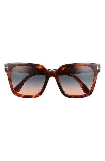 Shop Tom Ford Selby 55mm Square Sunglasses In Havana Blue