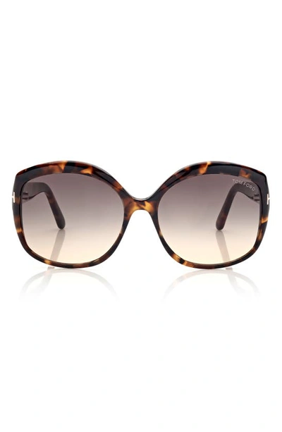 Shop Tom Ford Chiara-02 56mm Round Sunglasses In Tortoise Brown