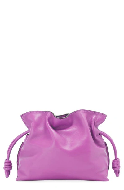 Shop Loewe Mini Flamenco Leather Clutch In 6450 Bright Purple