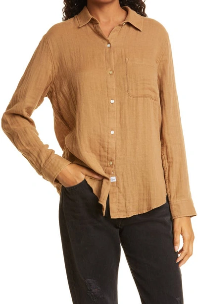 Shop Rails Ellis Button-up Cotton Shirt In Toasted Coconut