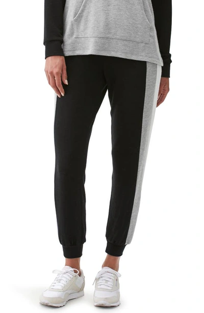 Shop Michael Stars Petra Wide Double Stripe Joggers In Black Combo