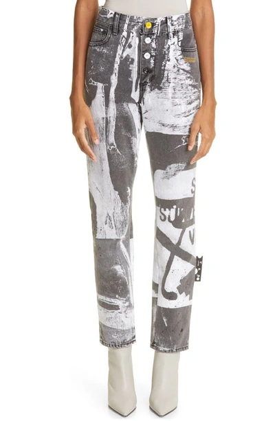 Shop Off-white X Pablo Tomek Print Straight Leg Jeans In Black White