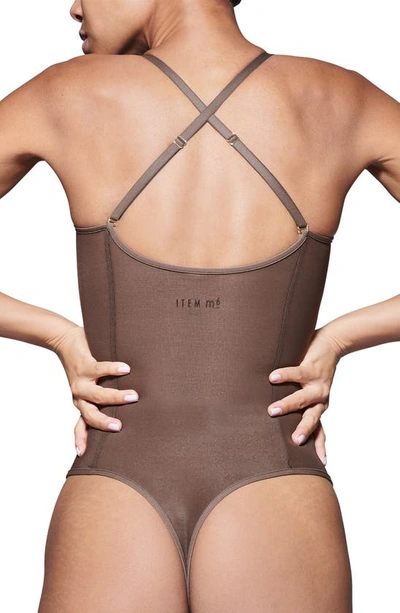 Shop Item M6 All Mesh Thong Bodysuit In Cacao