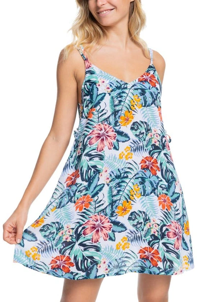 Shop Roxy Beachy Vibes Swim Cover-up Dress In Bright White Soul Flower