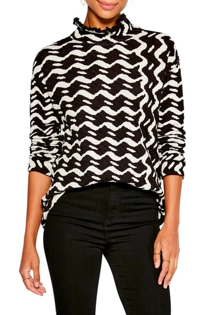 Shop Nic + Zoe Opposites Attract Mock Neck Sweater In Black Multi