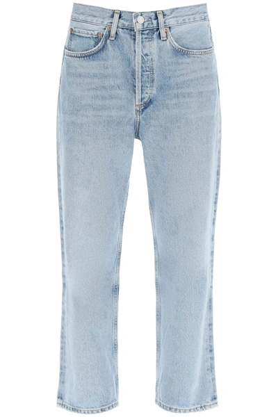 Shop Agolde 90s Crop Mid Rise Jeans In Blue
