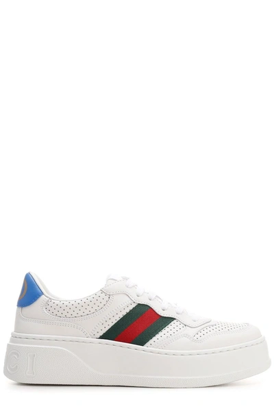 Shop Gucci Gg Embossed Web Sneakers In White