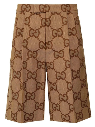 Shop Gucci Jumbo Gg Monogram Shorts In Brown