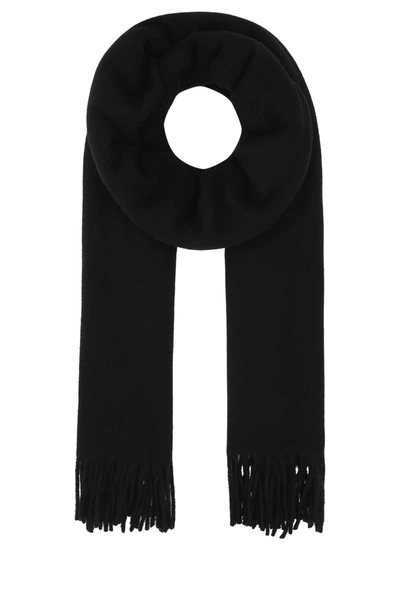 Shop Maison Kitsuné Fox Head Patch Fringed Scarf In Black