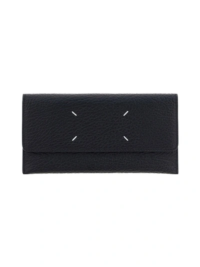 Shop Maison Margiela Four Stitch Foldover Wallet In Black
