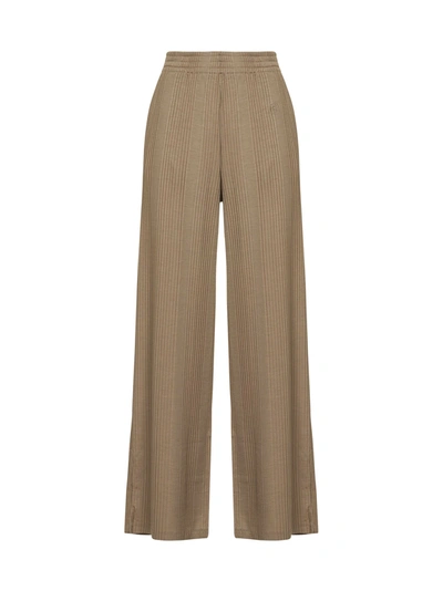 Shop Mm6 Maison Margiela Pleated Elastic Waist Trousers In Beige