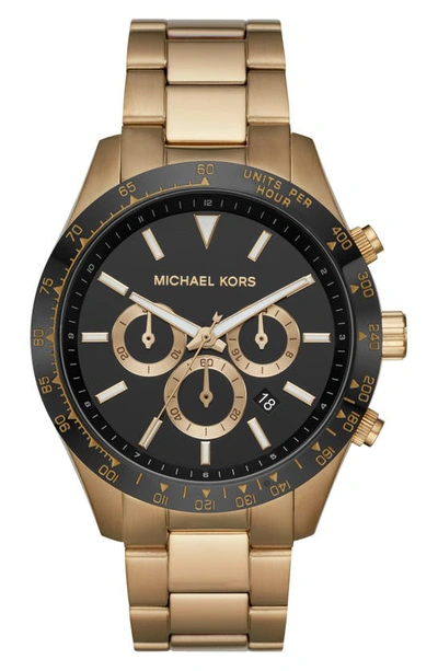 Shop Michael Kors Layton Chronograph Bracelet Watch, 45mm In Gold/ Black/ Bronze