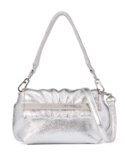 Shop Karl Lagerfeld K/kross Small Shoulder Bag In Silver