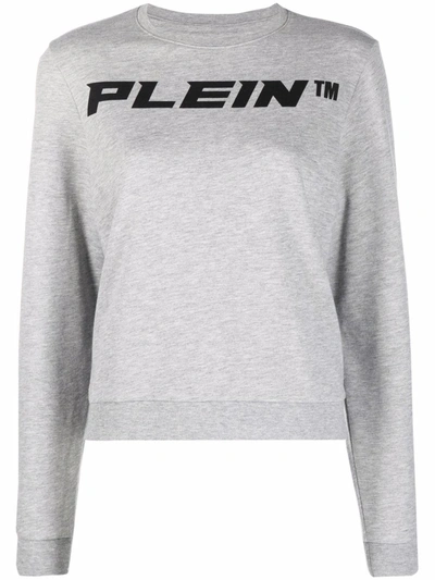 Shop Philipp Plein Logo-print Mélange-effect Sweatshirt In Grey