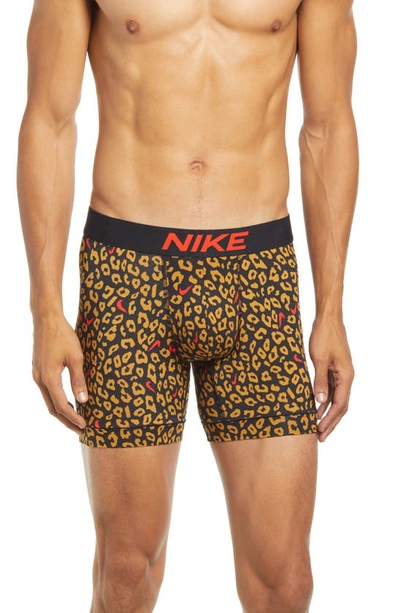 Shop Nike Dri-fit Essential Micro Boxer Briefs In Leopard Print/ Black