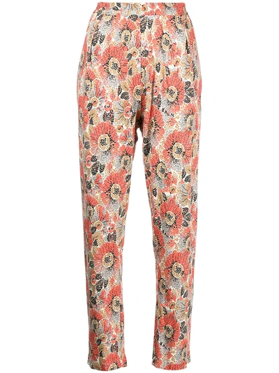 Shop Rosetta Getty Floral-print Slim-fit Trousers In Multicolour