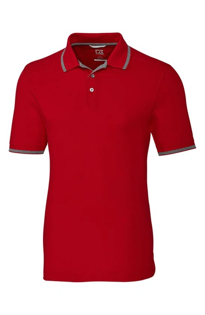 Shop Cutter & Buck Tipped Drytec Polo In Cardinal Red